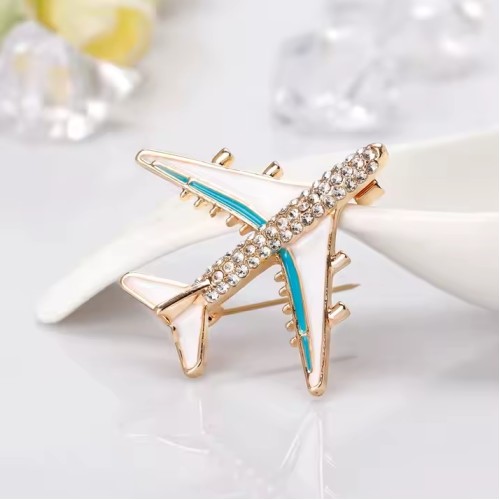 Broche de Avión para dama con imitación de roca cristal
