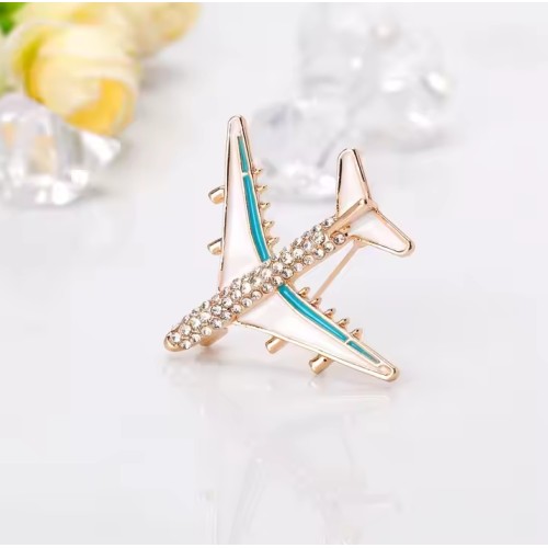Broche de Avión para dama con imitación de roca cristal