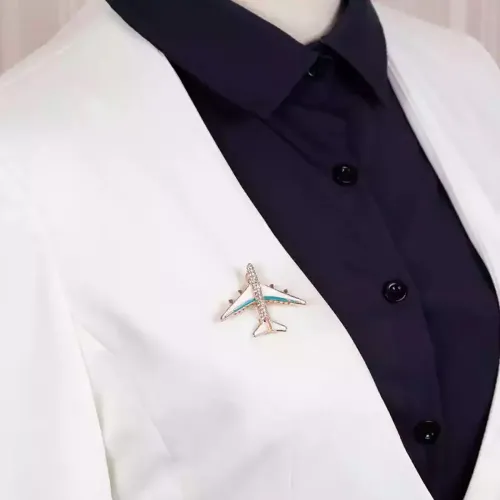 Broche de Avión para dama con imitación de roca cristal