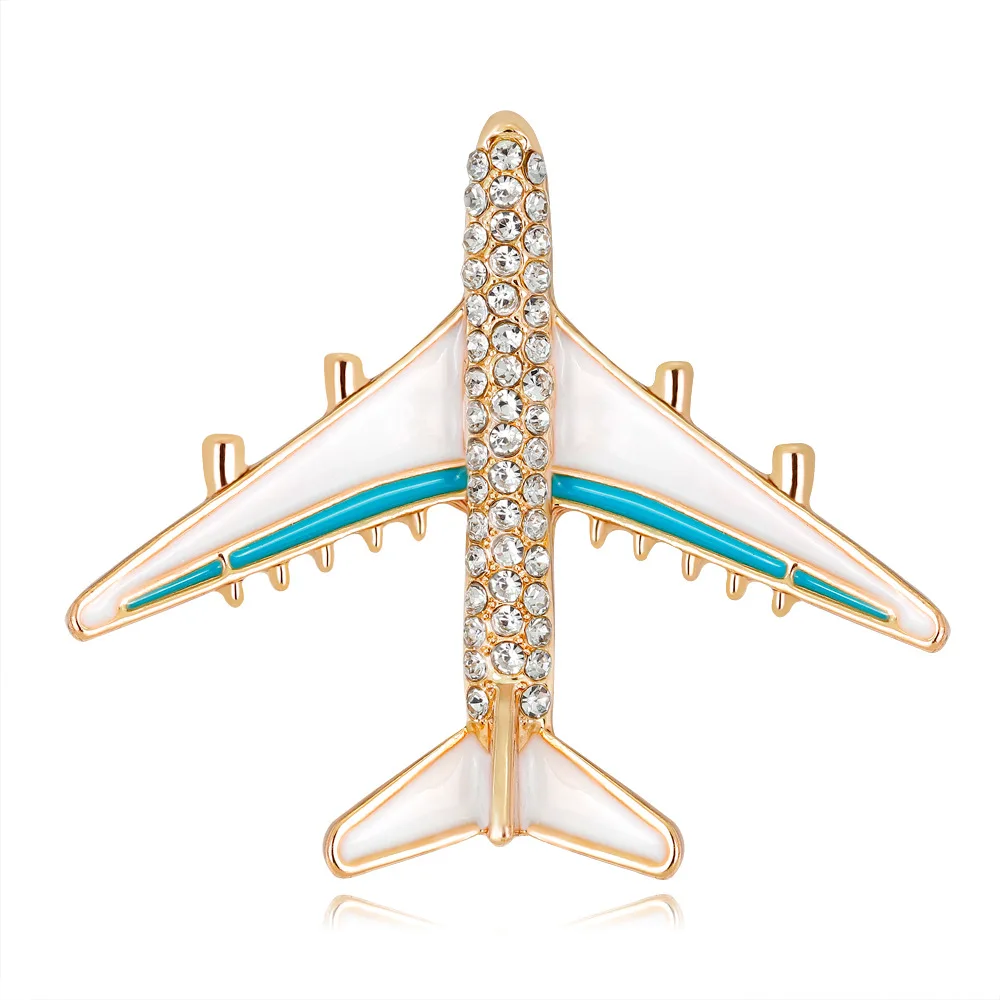 Broche de Avión para dama con imitación de roca cristal