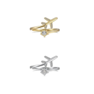 Anillo de aviación con diseño de avión y estrella