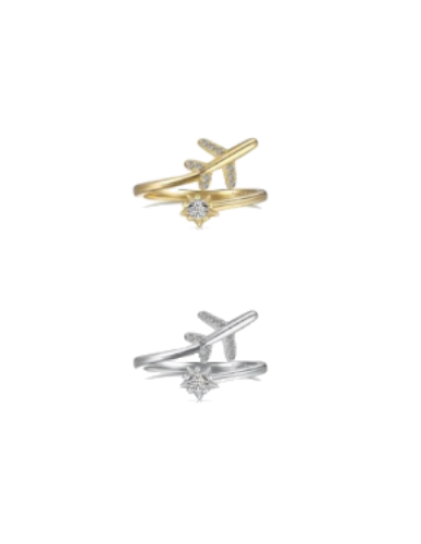 Anillo de aviación con diseño de avión y estrella