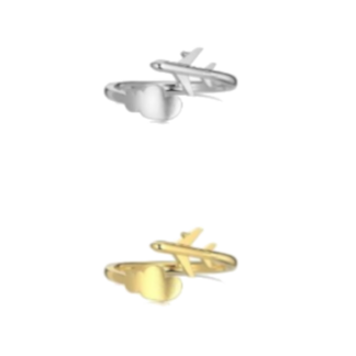 Anillos de Acero Inoxidable con Forma de Avión y Nube