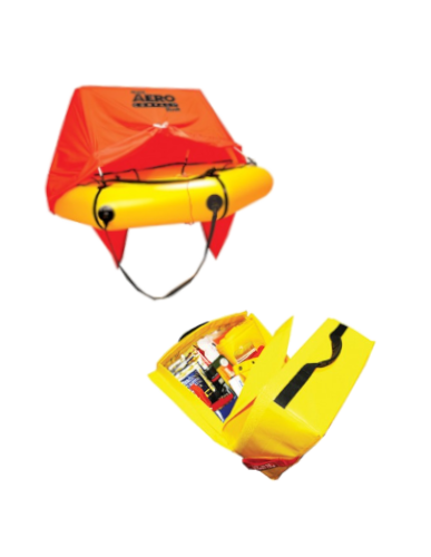 Balsa salvavidas Revere compacta aero para 4 personas con toldo y kit estándar plus