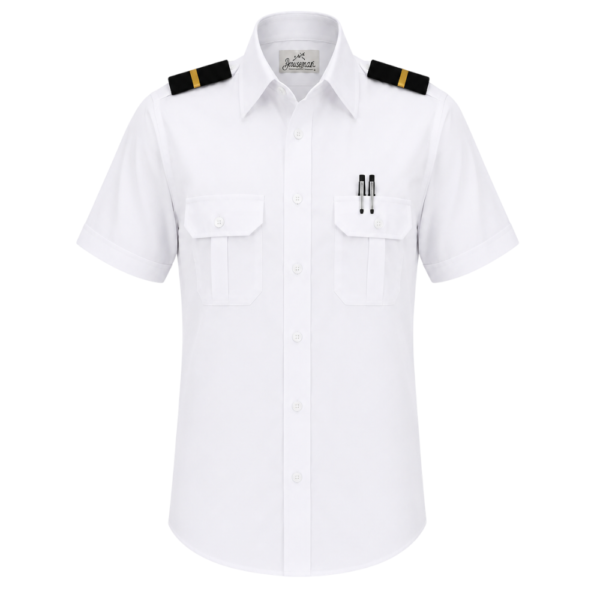 Camisa blanca de piloto Horseman para caballero manga corta uniforme aeronáutico
