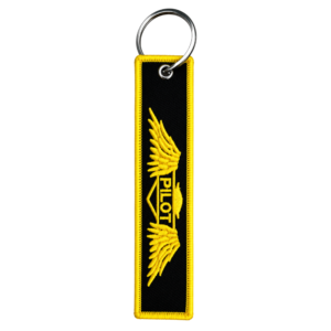 Llavero rectangular Aviation Experts Alas Doradas Pilot Negro