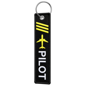Llavero rectangular Aviation Experts Avión Amarillo Pilot Negro