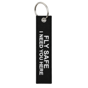 Llavero rectangular Aviation Experts Fly Safe I Need You Here Negro