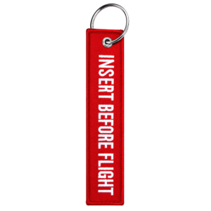 Llavero rectangular Aviation Experts Insert Before Flight Rojo