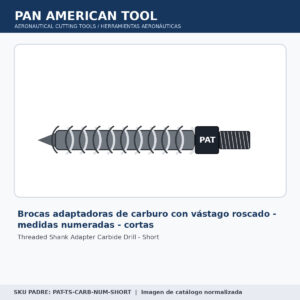 Brocas adaptadoras de carburo con vástago roscado – cortas, Threaded Shank Adapter Carbide Drill – Short