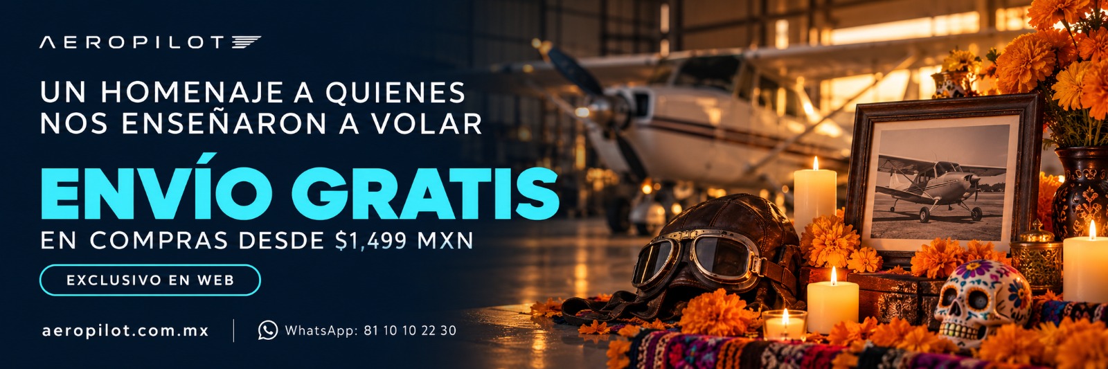 Día de Muertos en Aeropilot: envío gratis en compras desde $1,499 MXN, exclusivo en web